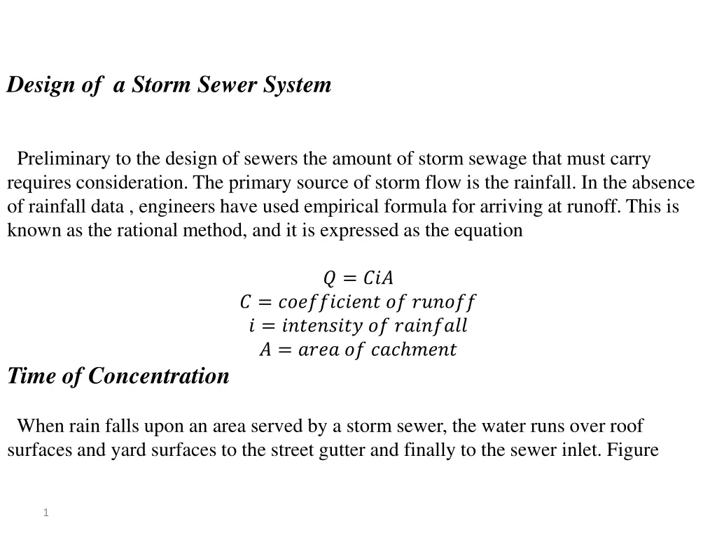 design of a storm sewer system
