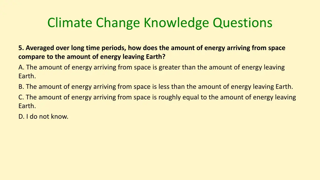 climate change knowledge questions 2