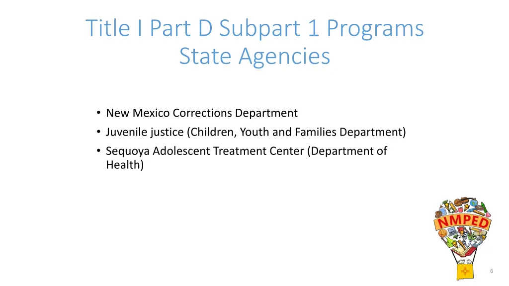 title i part d subpart 1 programs state agencies