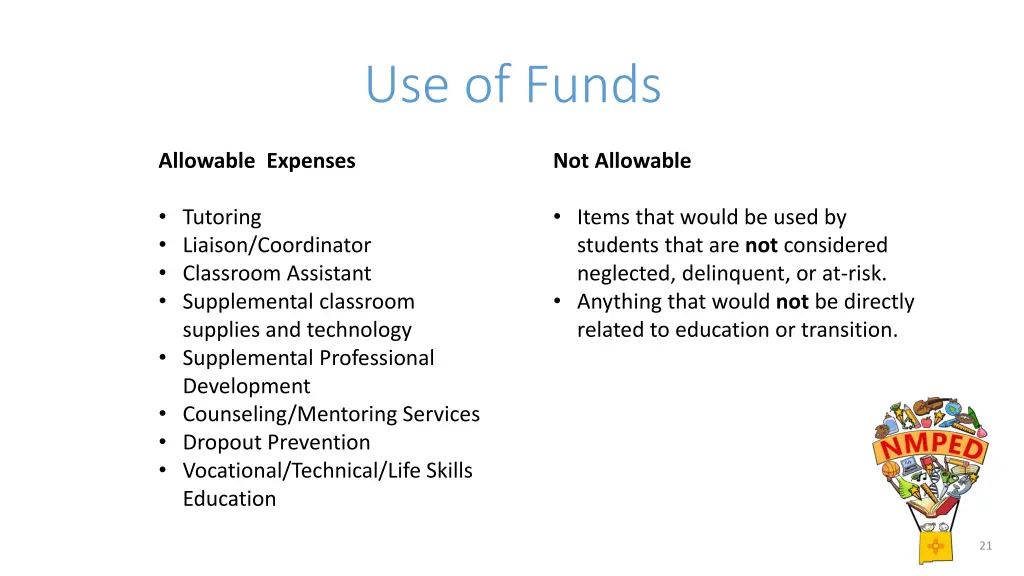 use of funds