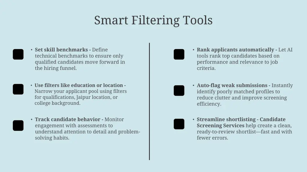smart filtering tools