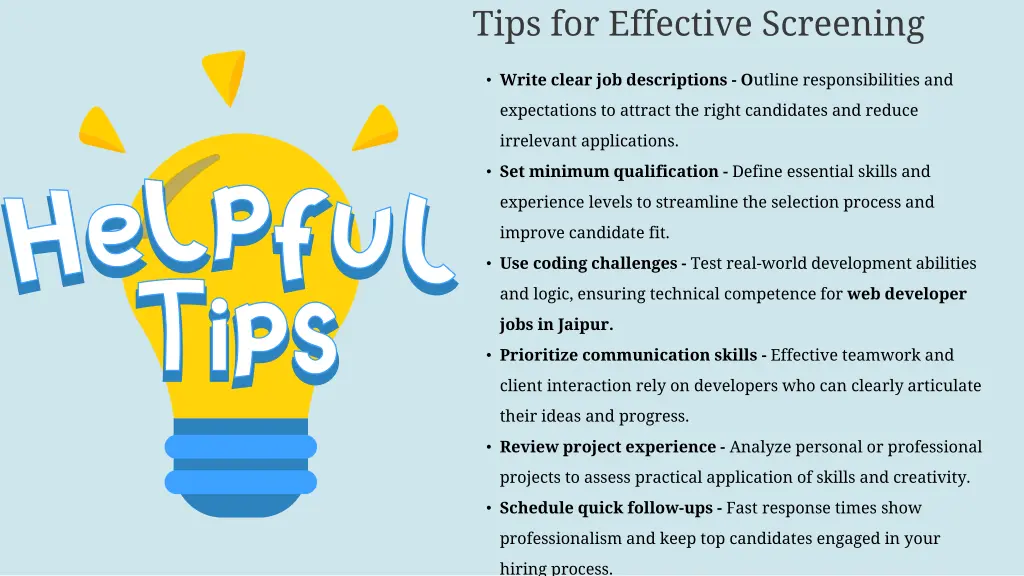 tips for effective screening