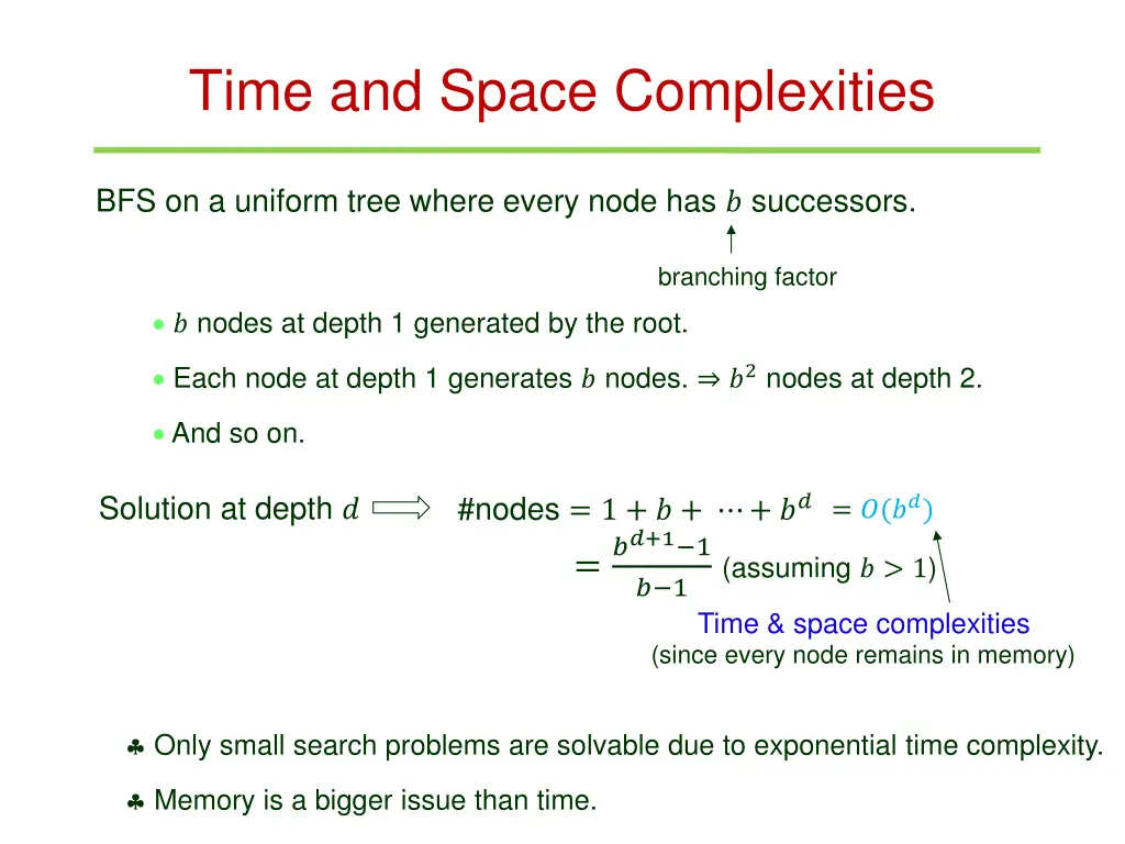 time and space complexities