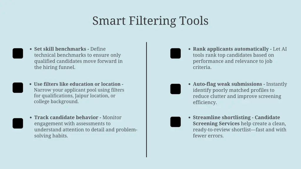 smart filtering tools