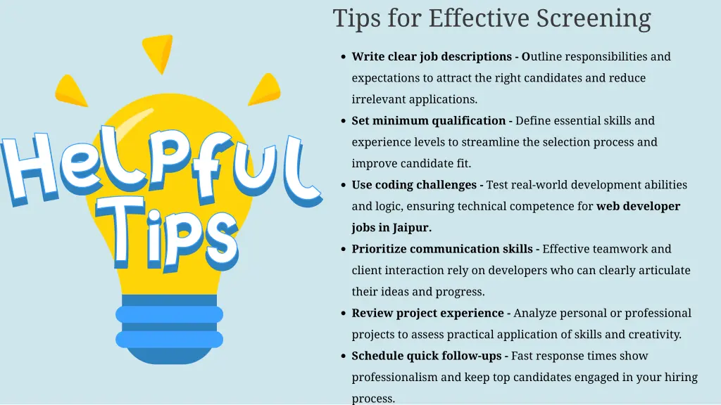 tips for effective screening