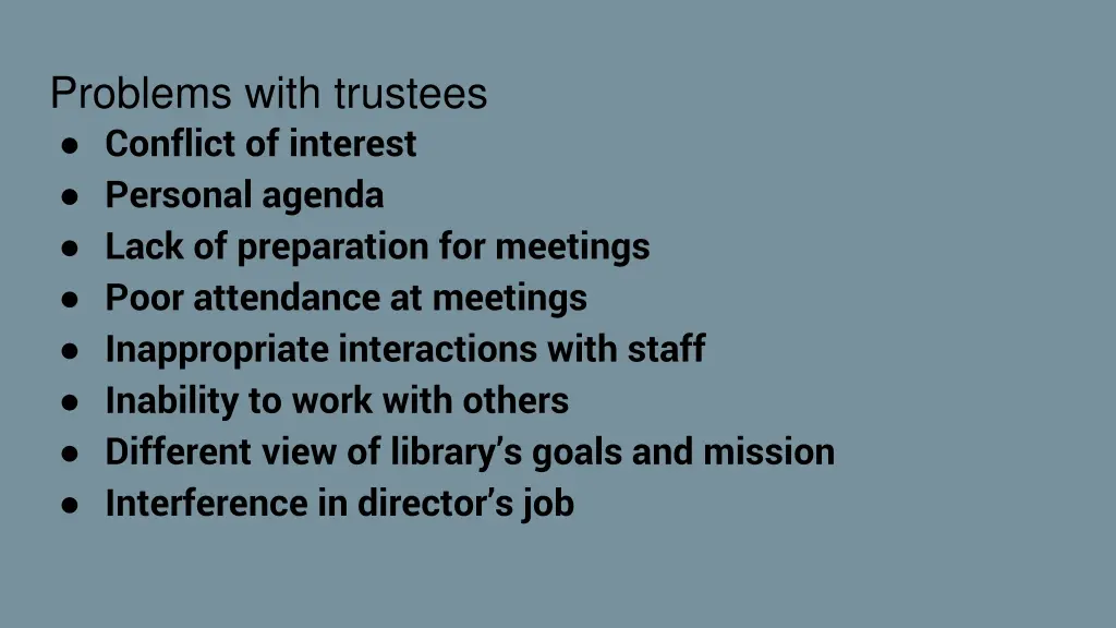 problems with trustees conflict of interest