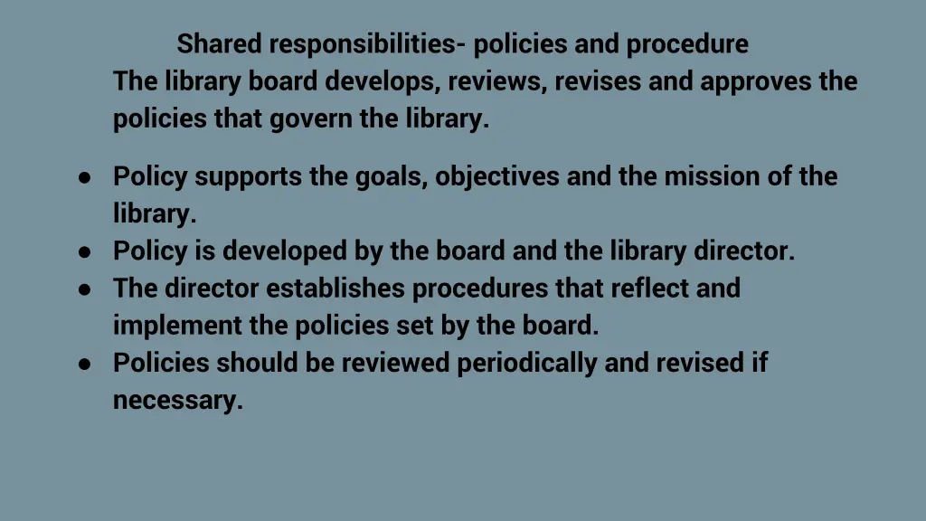 shared responsibilities policies and procedure