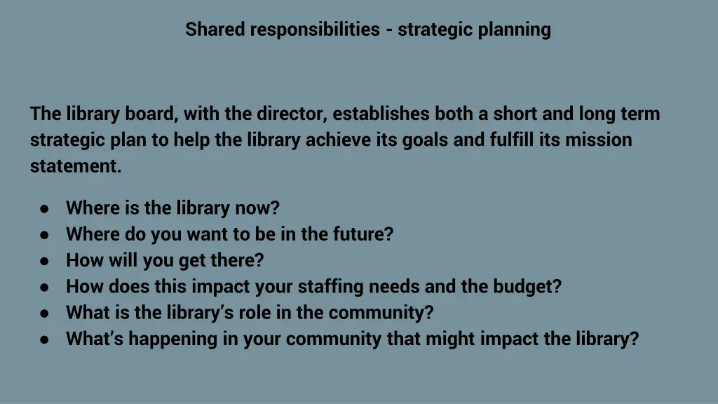 shared responsibilities strategic planning