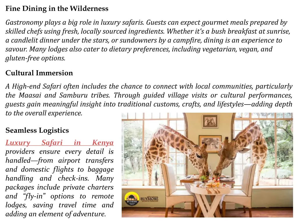 fine dining in the wilderness