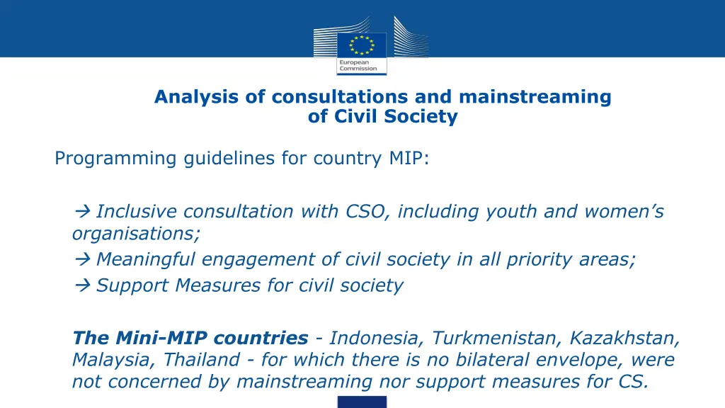 analysis of consultations and mainstreaming