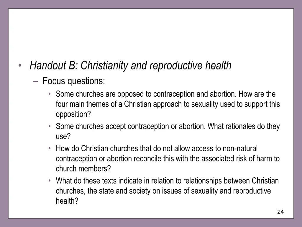 handout b christianity and reproductive health