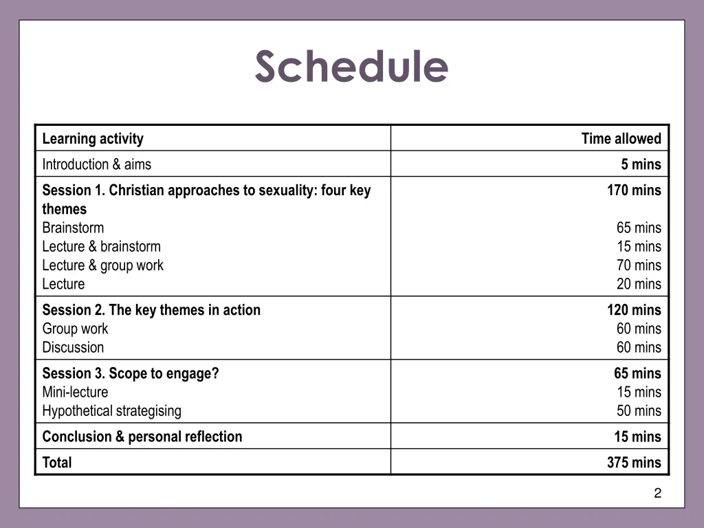 schedule