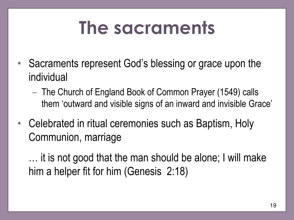the sacraments