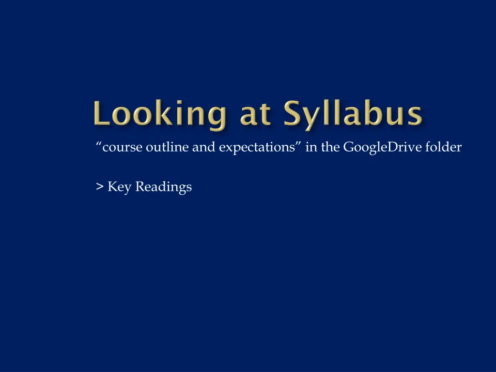 course outline and expectations