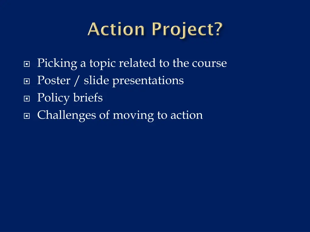 picking a topic related to the course poster