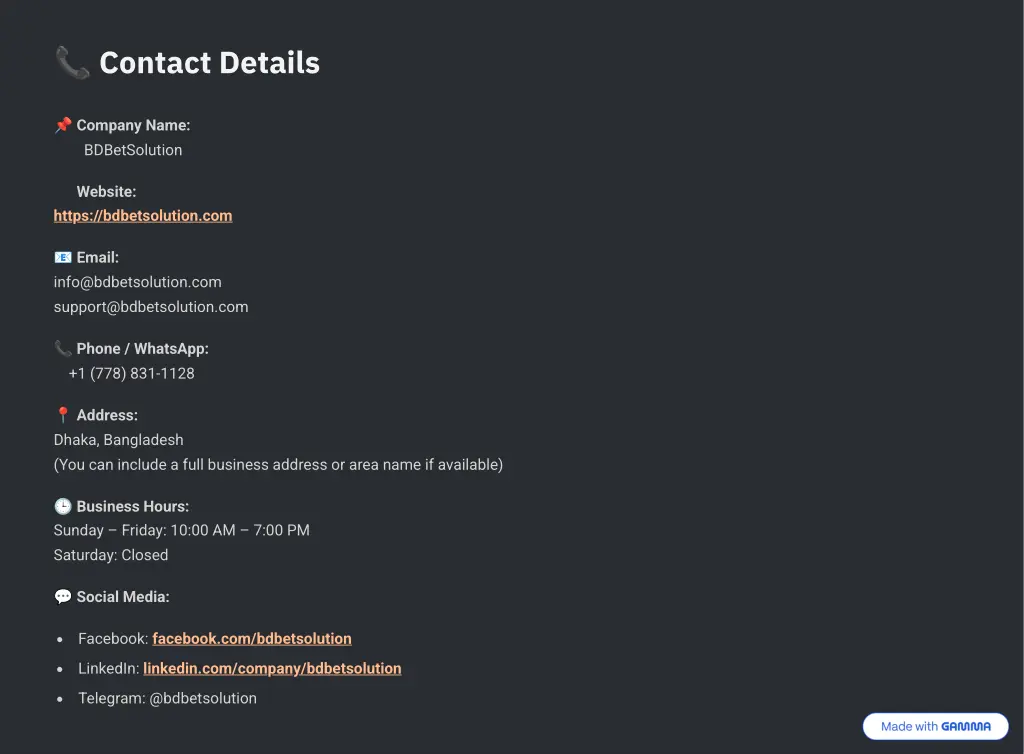 contact details
