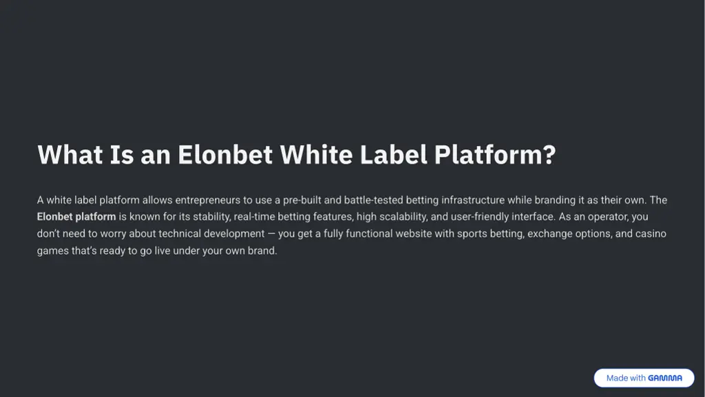 what is an elonbet white label platform