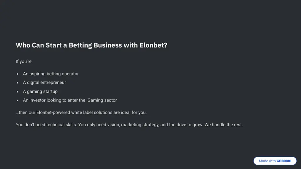 who can start a betting business with elonbet