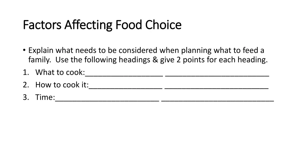 factors affecting food choice factors affecting