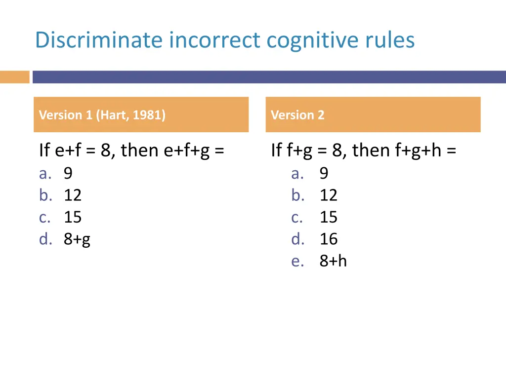 discriminate incorrect cognitive rules