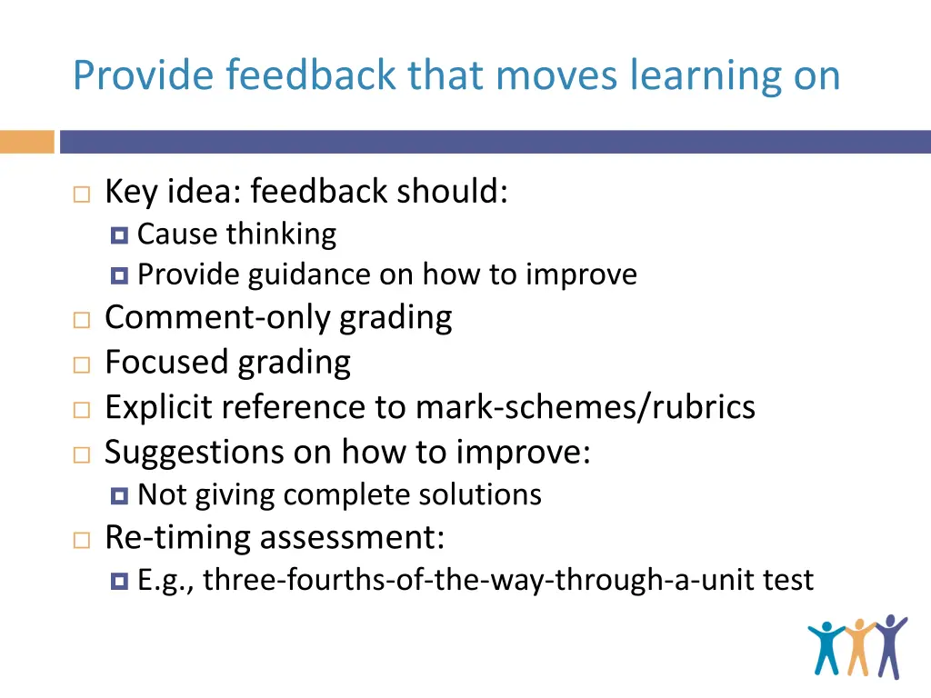 provide feedback that moves learning on