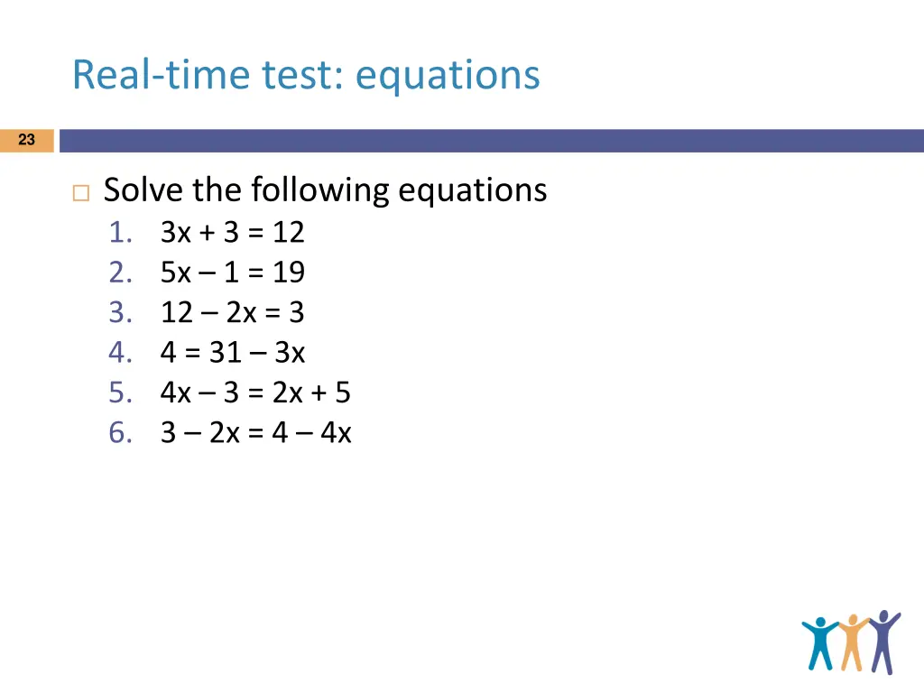 real time test equations