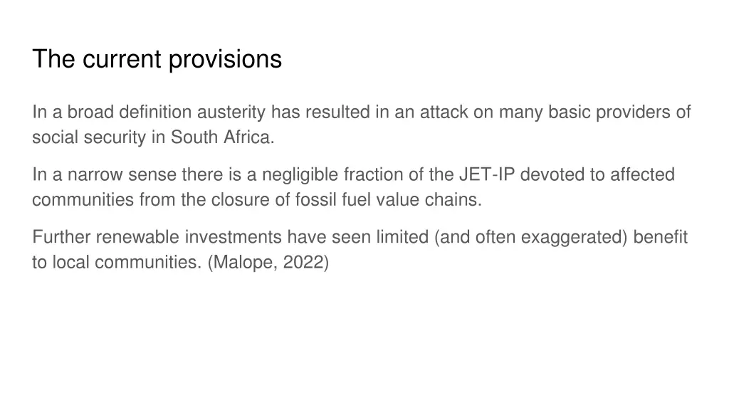 the current provisions
