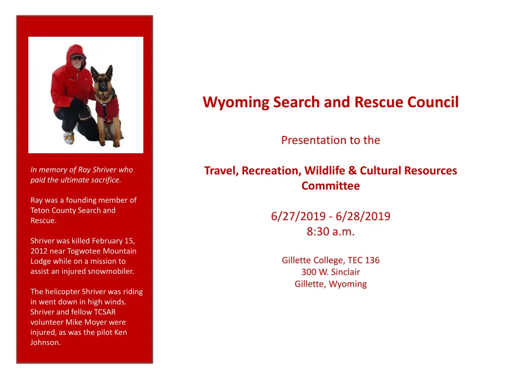 wyoming search and rescue council