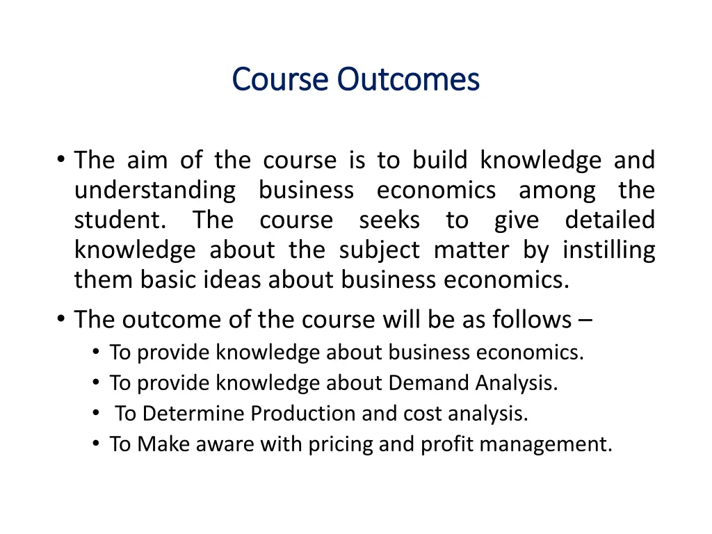 course outcomes course outcomes