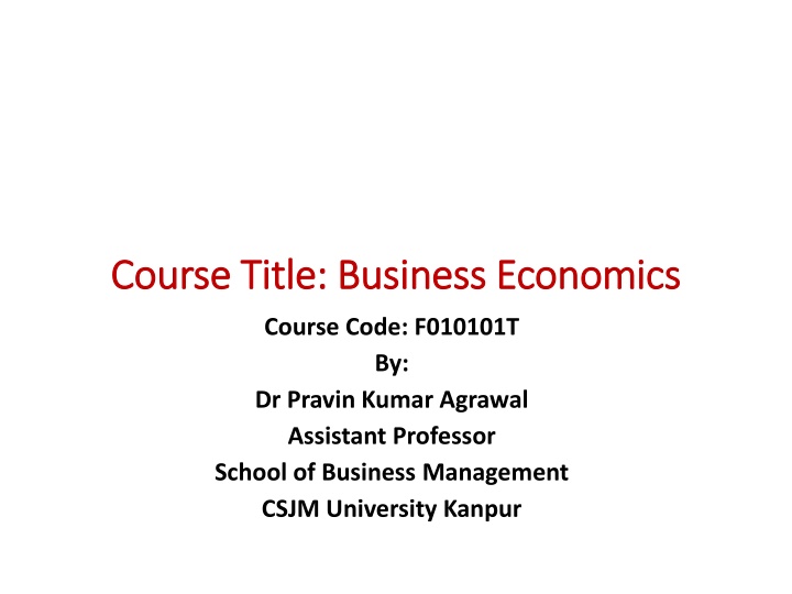 course title business economics course title