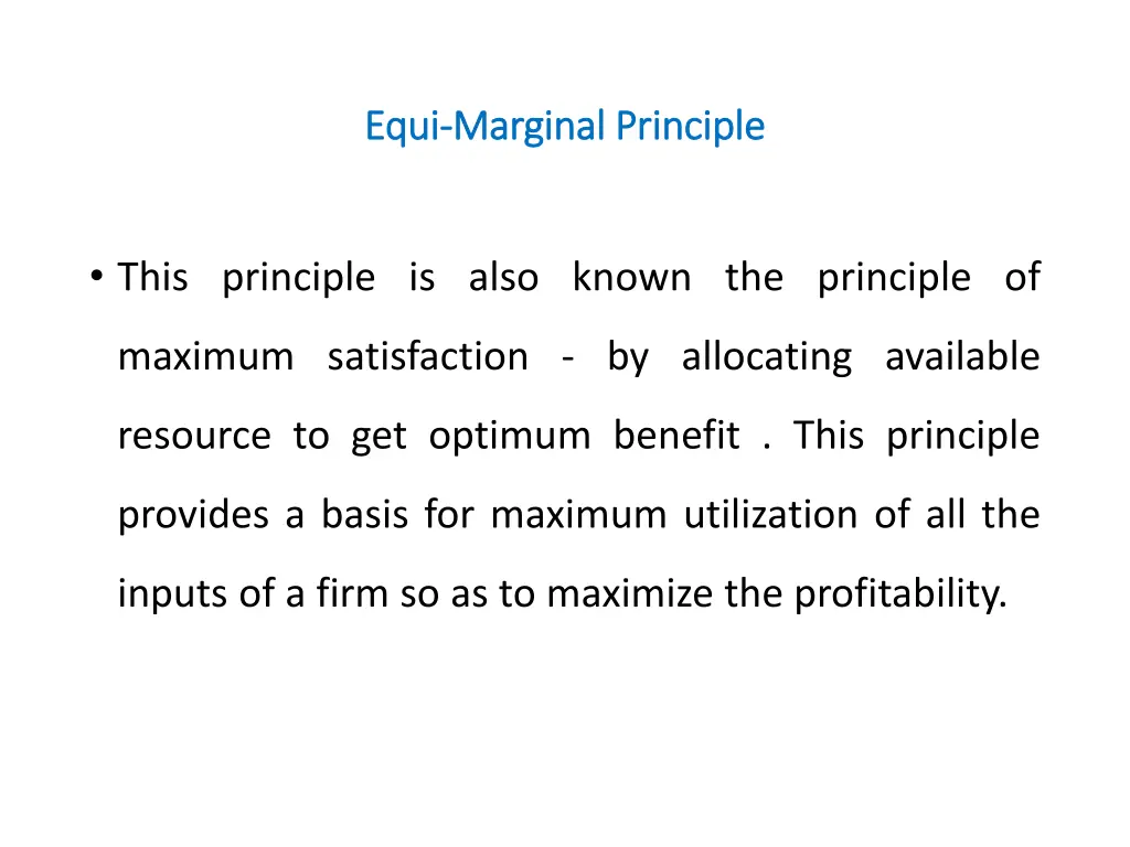 equi equi marginal principle marginal principle