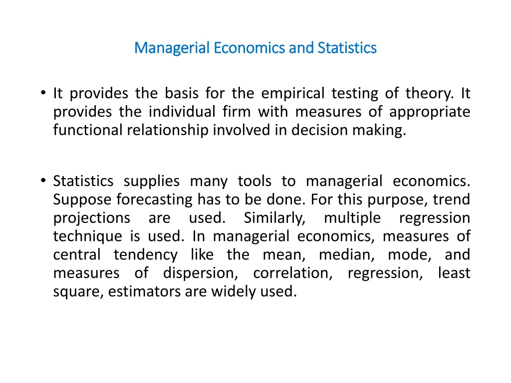 managerial economics and statistics managerial