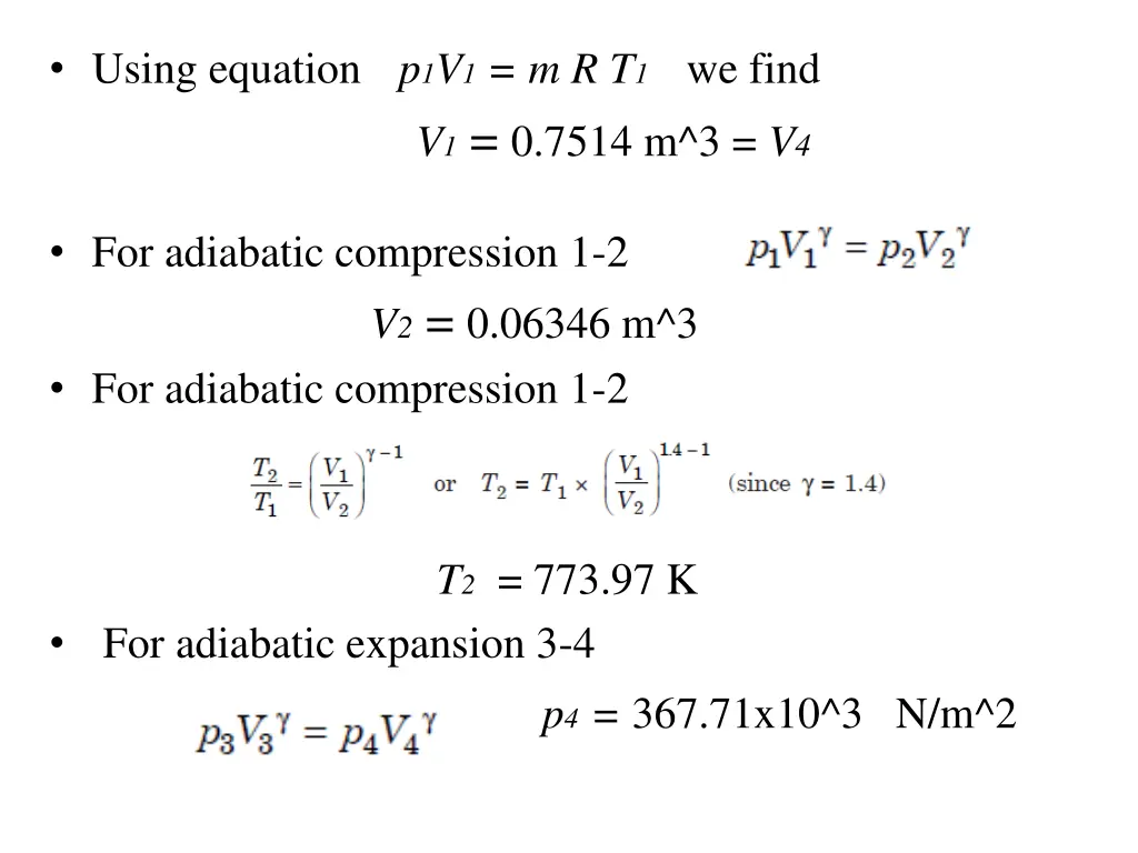 using equation p 1 v 1 m r t 1 we find v 1 0 7514