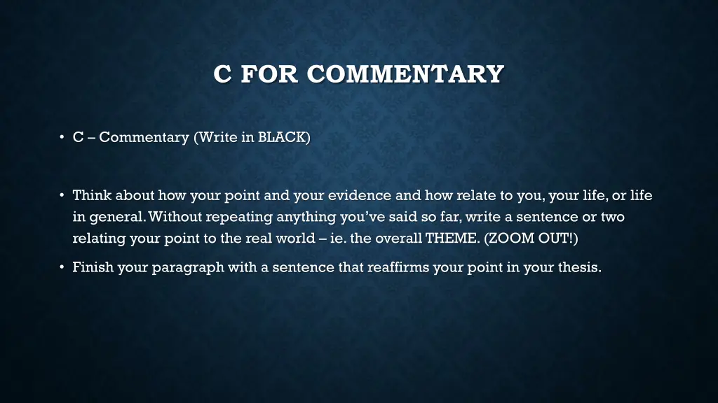c for commentary