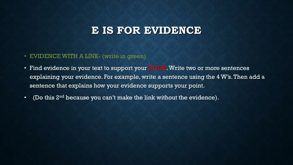 e is for evidence