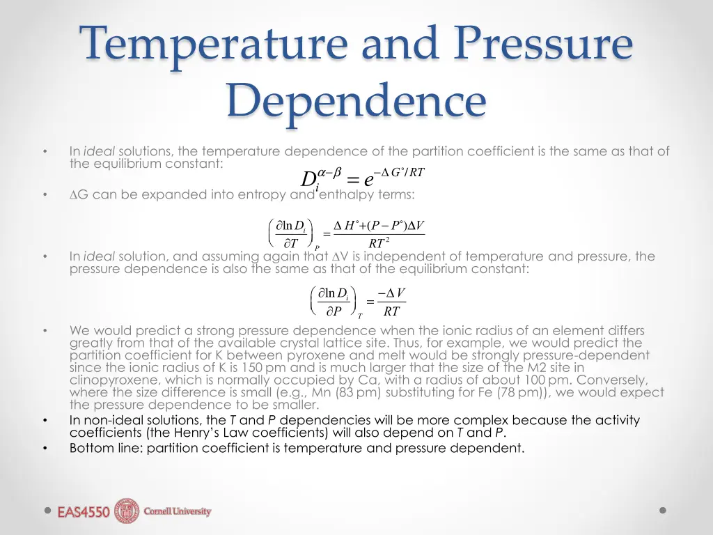 temperature and pressure dependence