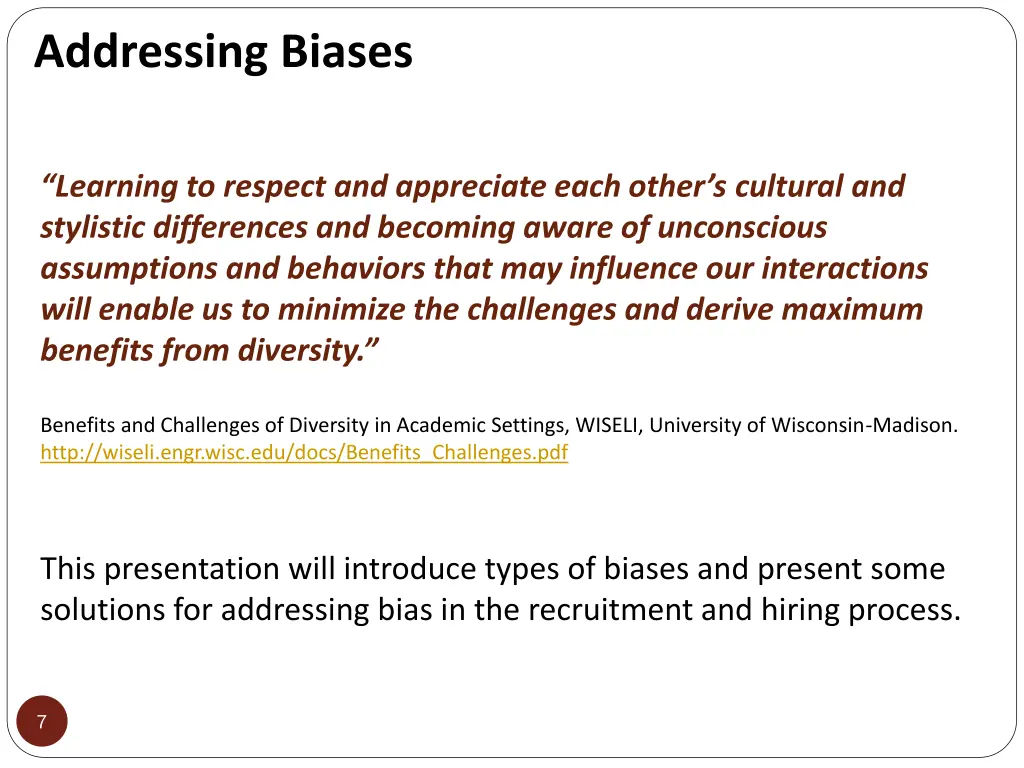 addressing biases