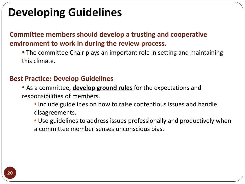 developing guidelines