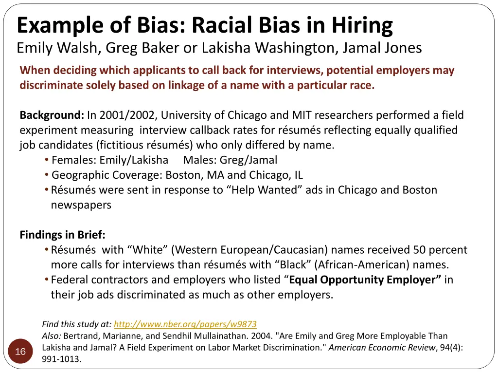example of bias racial bias in hiring emily walsh