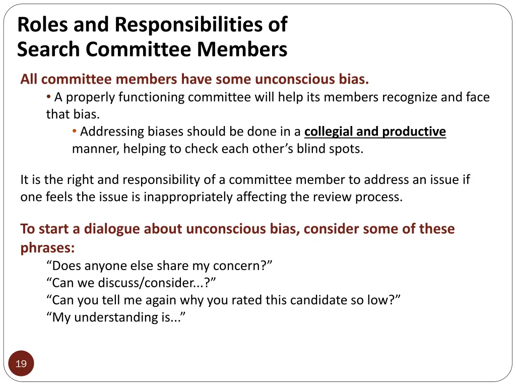 roles and responsibilities of search committee