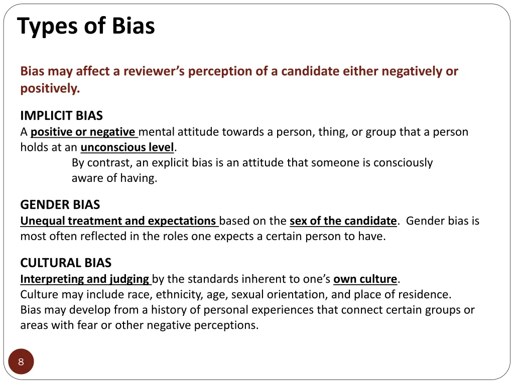types of bias