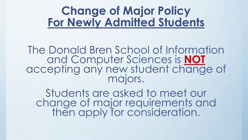 change of major policy for newly admitted students