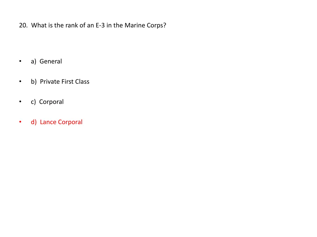 20 what is the rank of an e 3 in the marine corps