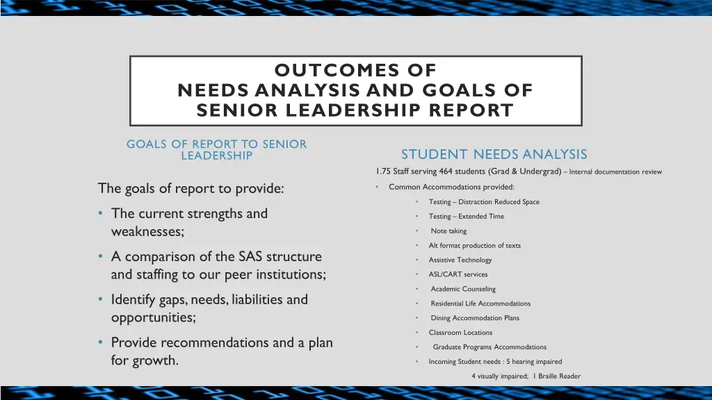 outcomes of