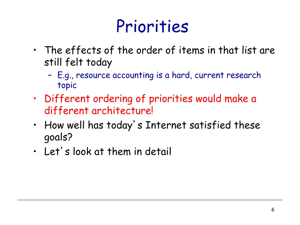 priorities