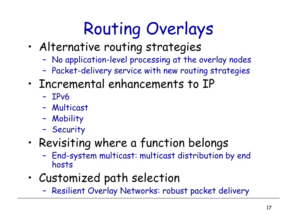 routing overlays alternative routing strategies