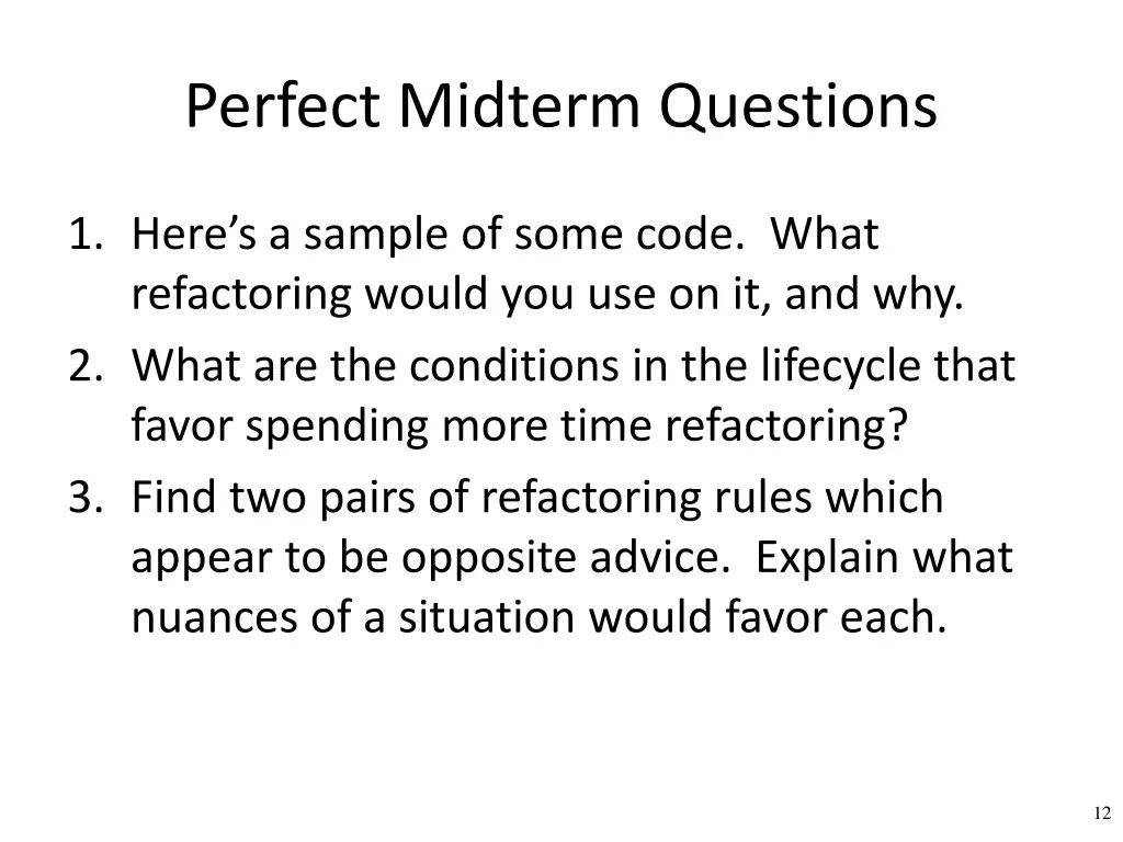 perfect midterm questions