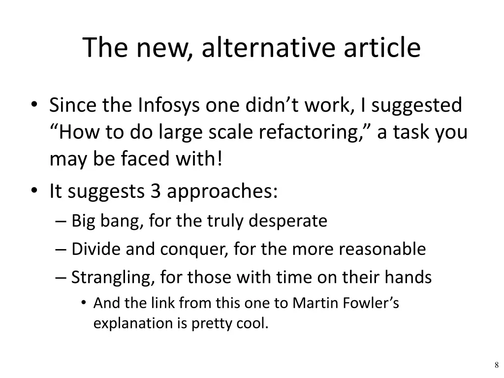 the new alternative article