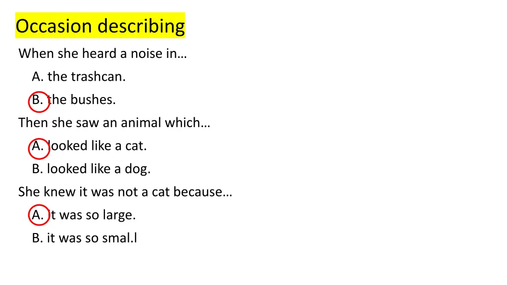 occasion describing 1
