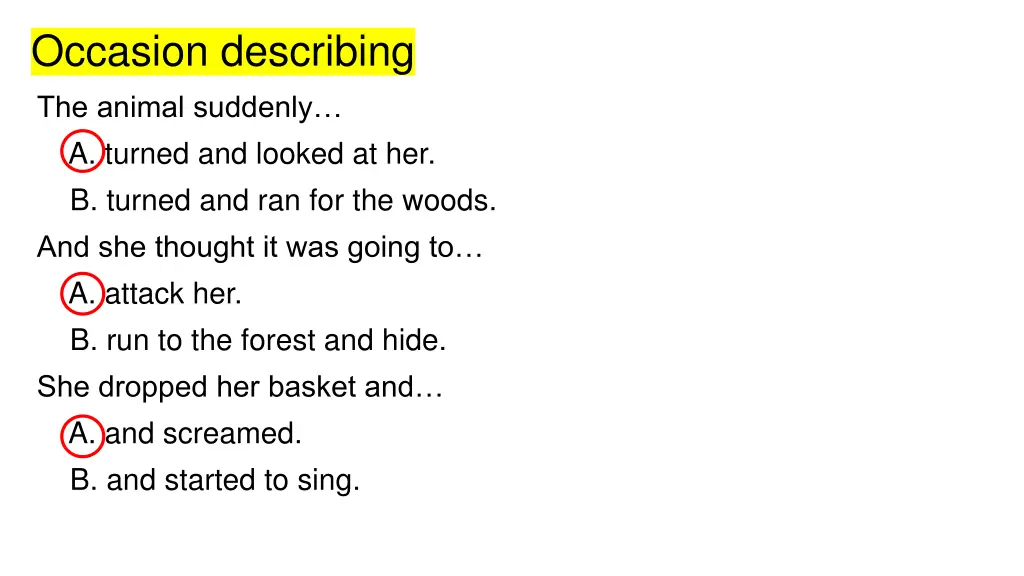 occasion describing 2